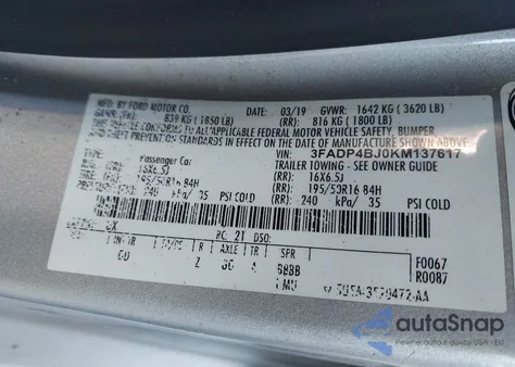 2019 Ford Fiesta Se from USA, damaged, VIN 3FADP4BJ0KM137617